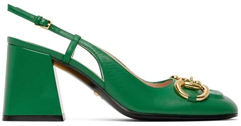 gucci slingback horsebit green.